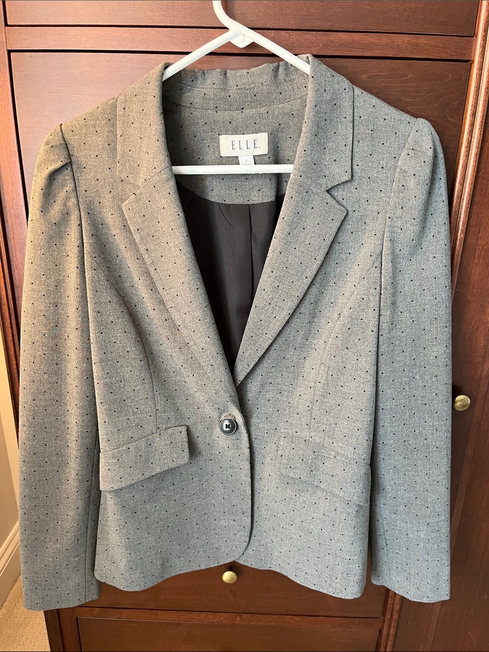 ELLE Light Gray Polka Dot Blazer Jacket
